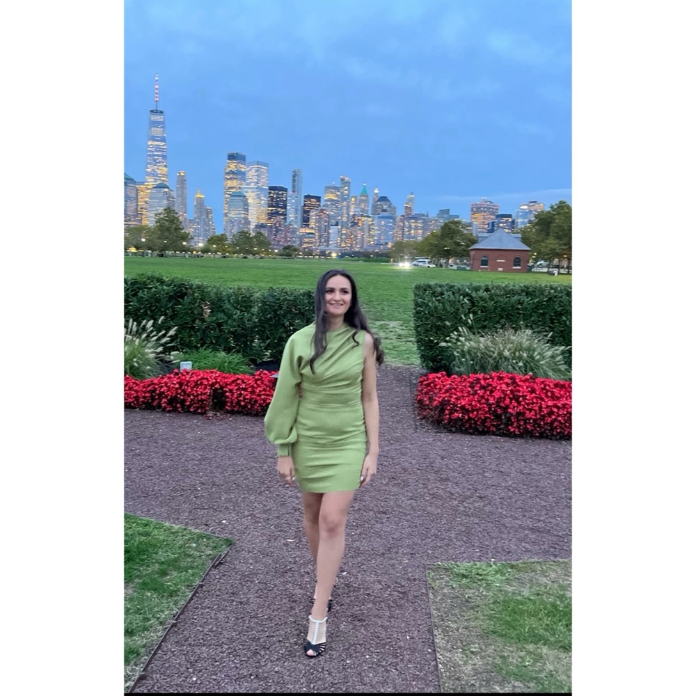PrettyLittleThing Lime One-Shoulder Dress